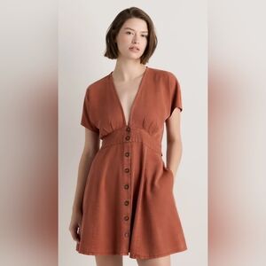 NWT Quince Vintage Wash Tencel Button Front Dress in Black